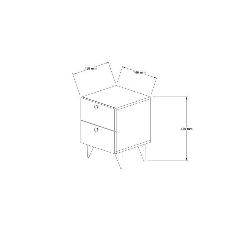 Orinda 2 - Drawer Nightstand, White/Brown