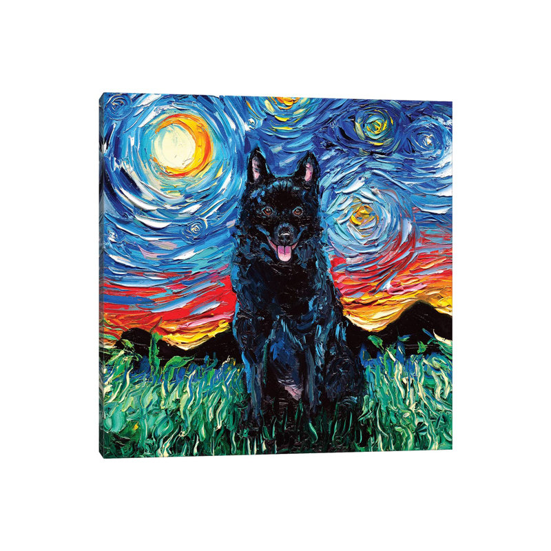 Schipperke Night by Aja Trier - Wrapped Canvas Print, 66.04 cm H x 66.04 cm W x 3.175 cm D