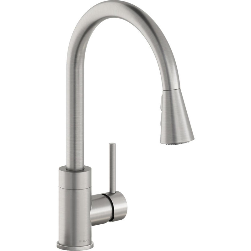 Robinet de cuisine à poignée simple Avado, Acier lustré