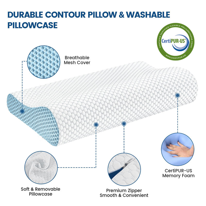 Memory Foam Pillows Neck Pillow Bed Pillow for Sleeping, Ergonomic Cervical Pillow for Neck and Shoulder Pain Relief,Orthopedic Contour Pillow for Side Back Stomach