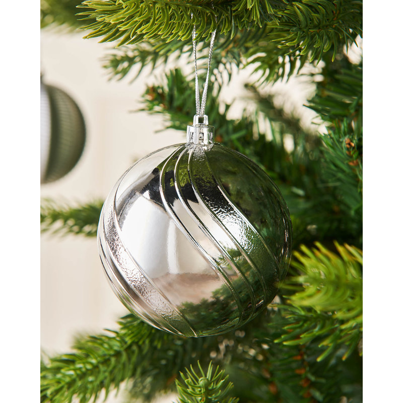 9.29cm Solid Colour Plastic / Acrylic Bauble, Silver