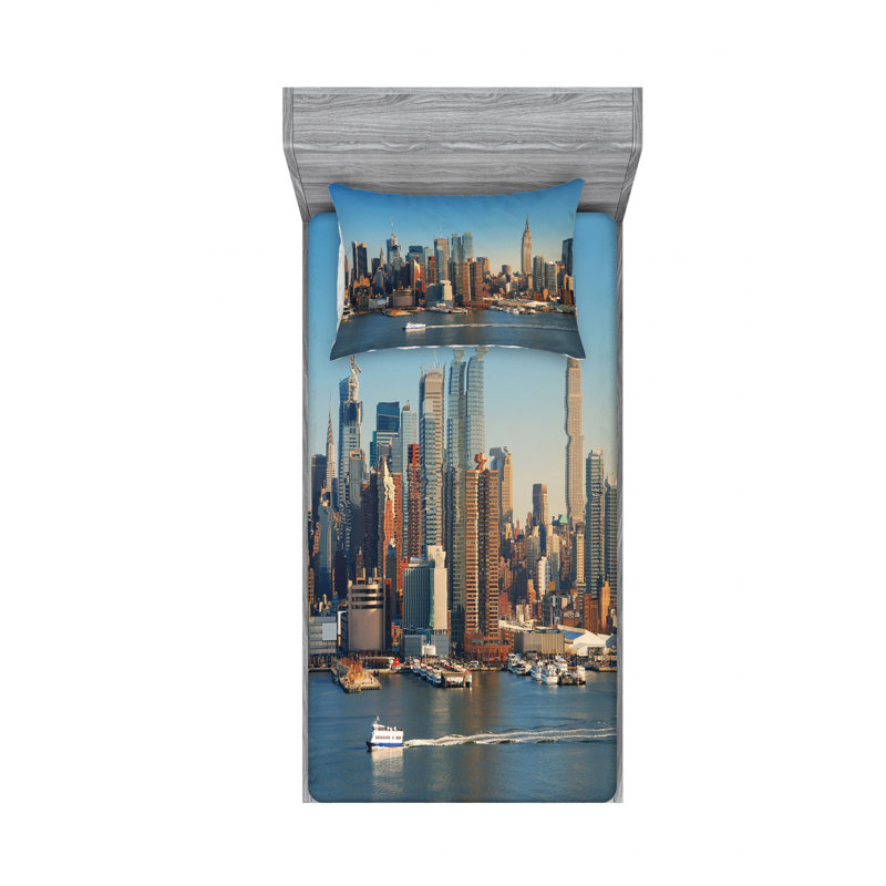 Ensemble de draps new york city urban, Ensemble de draps pour lit simple avec drap-housse