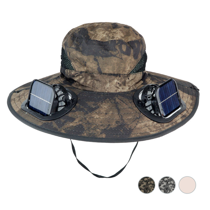 Chapeau solaire à ventilateur solaire, Black