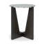 Table d'appoint, plateau rond en terrazzo, bois de manguier brun foncé
