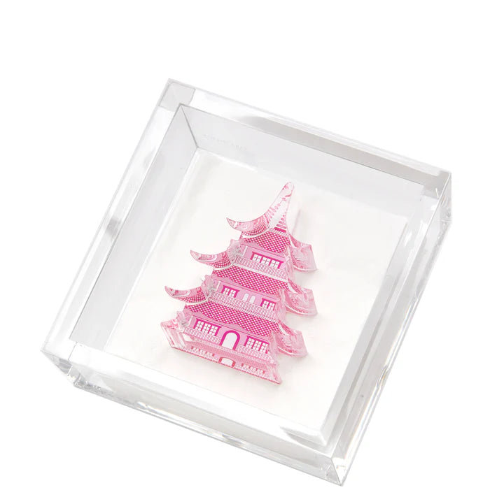 Blue Pagoda Cocktail Napkin Holder, Pink