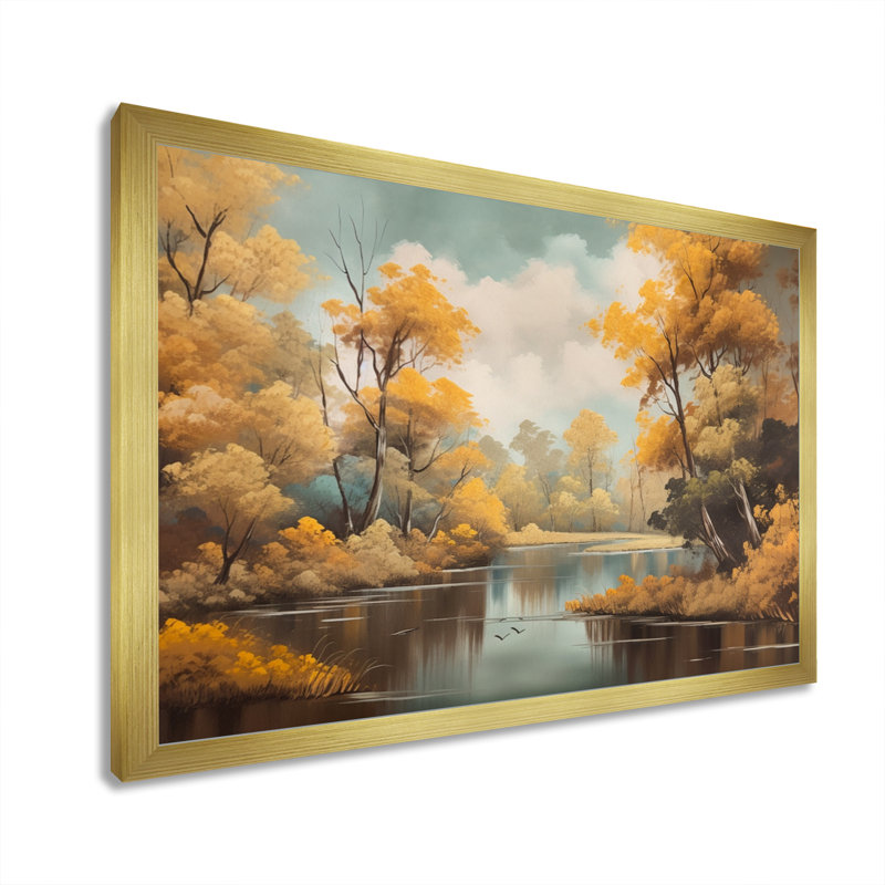 «Whimsical River and Forest I», reproduction d'art sur toile, H 24 po x l 32 po x P 1 po, Encadrement doré