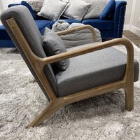 Hertford Upholstered Linen Blend Accent Chair with Wooden Legs and One Pillow Sand & Stable Fabric: Beige Linen Blend