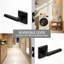 Paquet de 8 - Poignée de levier de porte noire MHB07 - Intimité - Noir mat - Poignée de porte intérieure avec verrou à bouton-poussoir, installation réversible à gauche et à droite-133075802-133075807