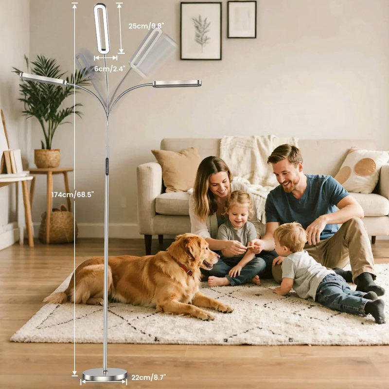 174cm LED Arched Floor Lamp, Nickel, 15 Watts