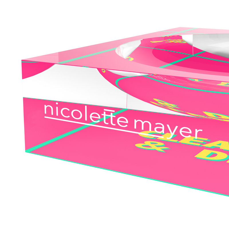 Clean & Dirty Pink Yellow Acrylic Decorative Tray, 6"W x 6"D x 2"H