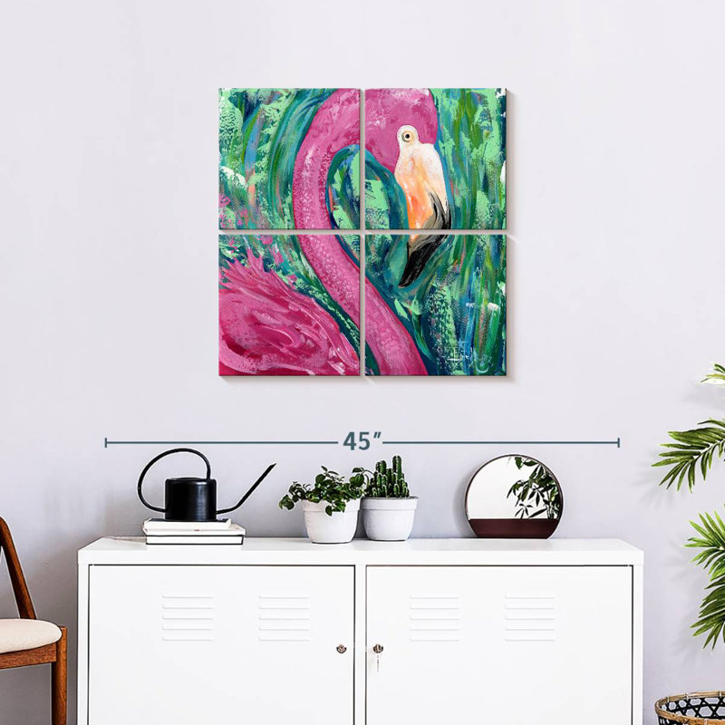 Portrait de flamant rose Brampt, H 26 po x l 26 po