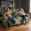 Causeuse inclinable pour les meubles de salon inclinables ， Causeuse inclinable en velours côtelé vert extra large en tissu respirant manuel avec console de rangement Fauteuil inclinable rembourré