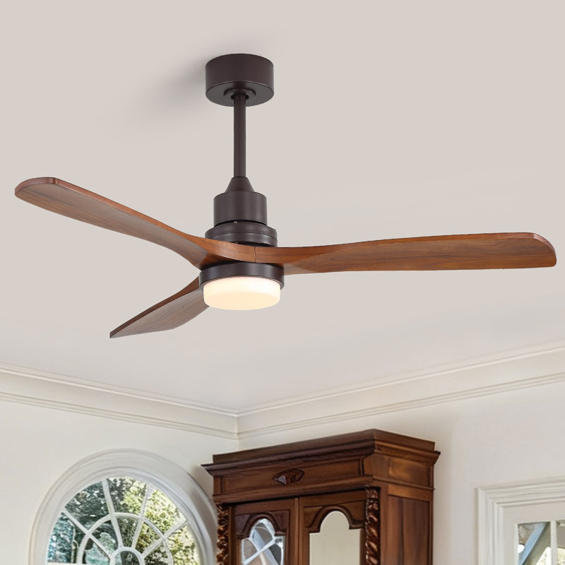 Nicola 52'' 3 - Blade Modern Ceiling Fan with Remote Control and Light Kit, Bronze/Brown
