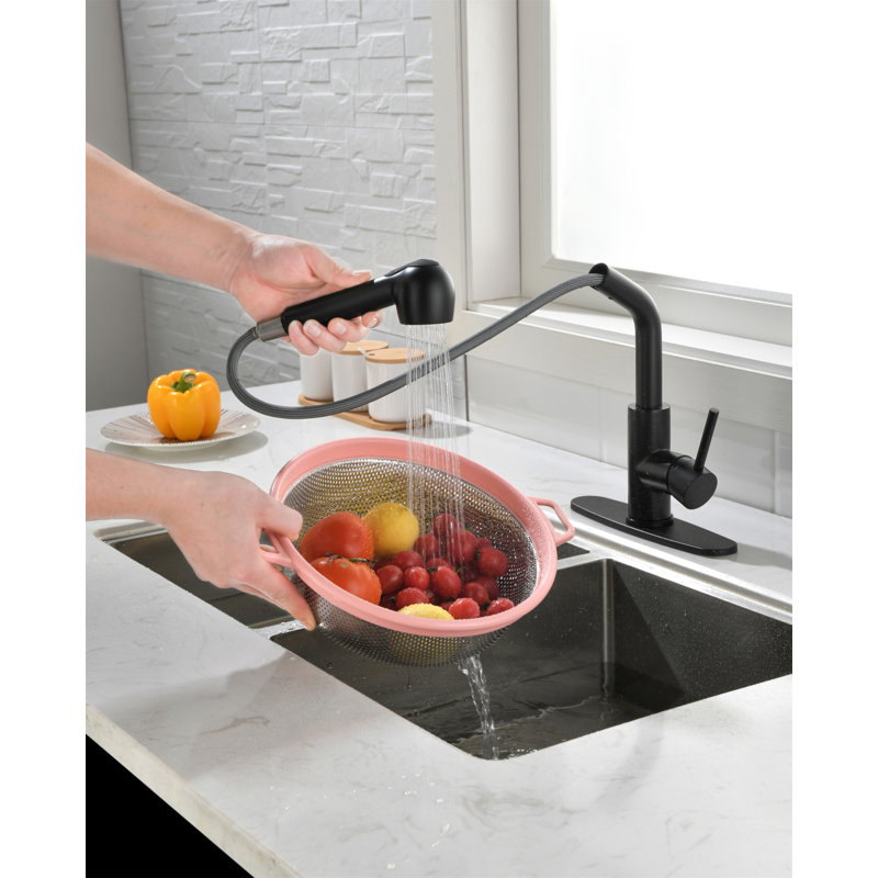 Robinets de cuisine avec douchette extractible, robinet d'évier de cuisine à poignée simple avec douchette extractible