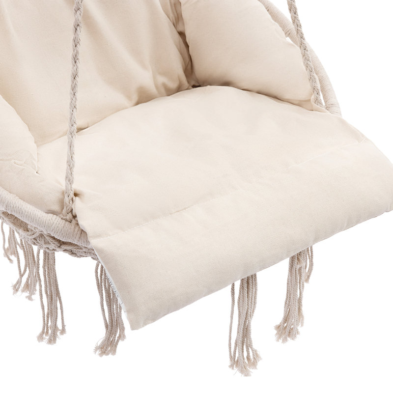 Balancelle hamac simple avec coussin surdimensionné Macrame, Beige