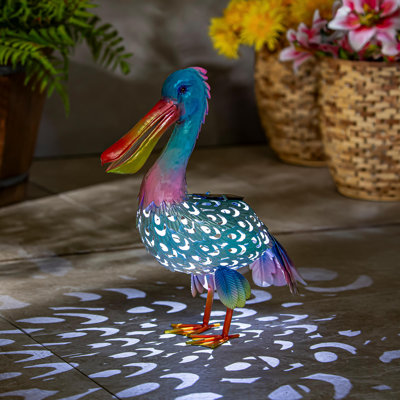 Solar Metal Blue Pelican, 16"H