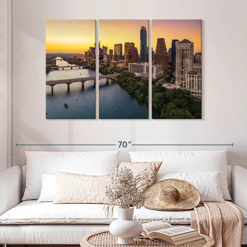 Skyline de Sirci Austin au crépuscule, H 32 po x l 50 po