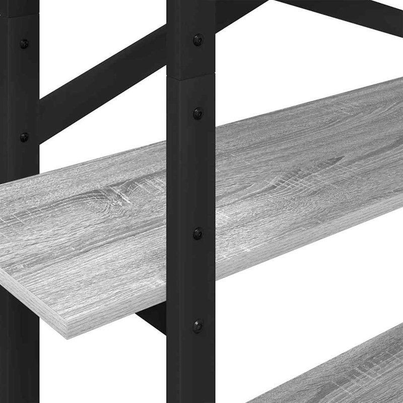 100cm W Steel Etagere Bookcase, (4 Shelves) 140cm. H x 100cm. W x 33.5cm. D, Grey Sonoma