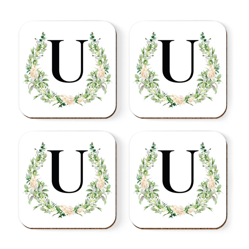Verre à café sous-verre de jardin monogramme initiale B, U
