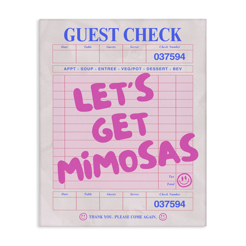 «Let Get Mimosas Check», art mural par House of Lulu, H 20 po x l 16 po