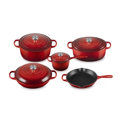Le Creuset Enameled Cast Iron Signature 9pc. Cookware Set - Cerise Crucible Ss Knob