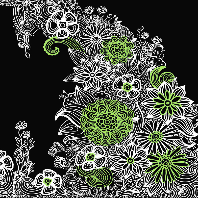 Tourbillon blanc et vert, H 12 po x l 12 po