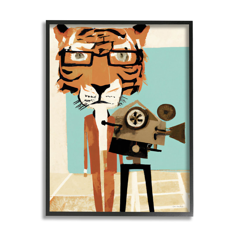 «Modern Tiger», appareil photo de tournage par Seven Trees Design - impression, H 14 po x l 11 po x P 1,5 po