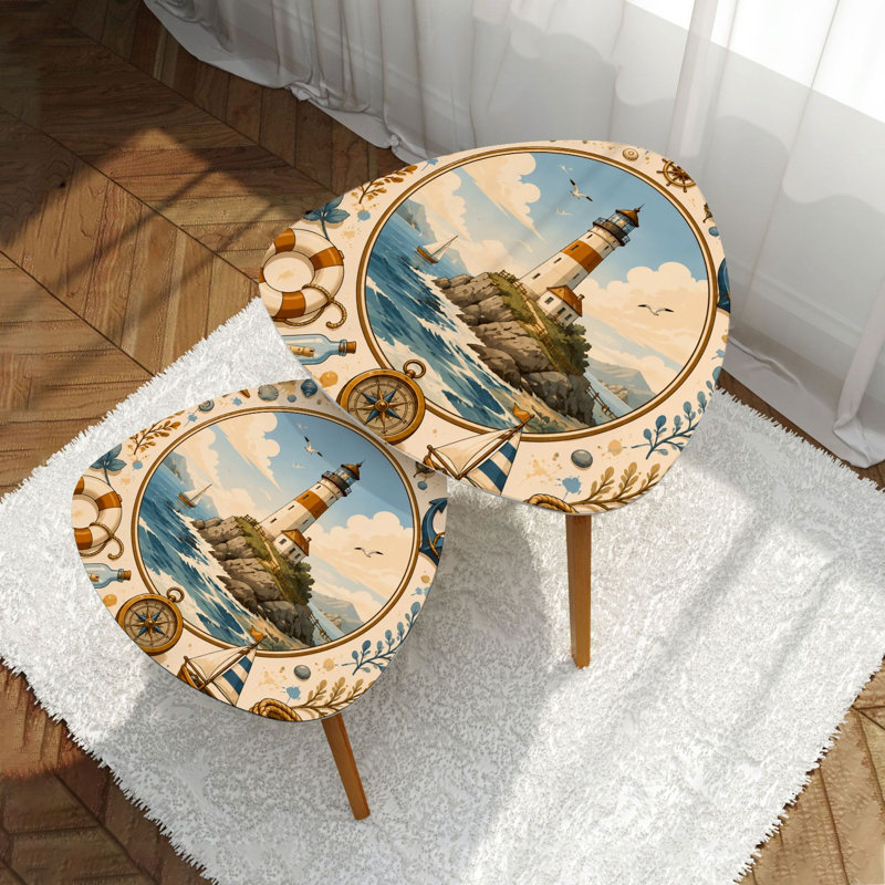 Ensemble de 2 tables basses gigognes Triangle Nautical