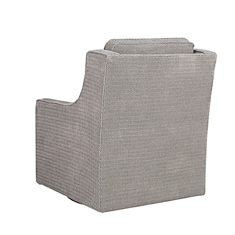Gray Geometric Pattern Swivel Accent Chair with Wood Frame