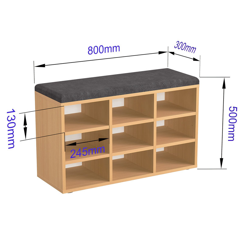 9 Pair Shoe Storage Bench