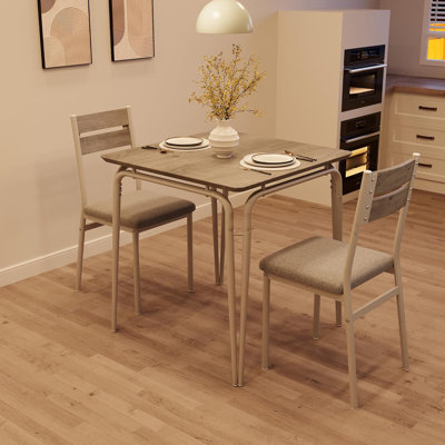 3-Piece Dining Table Set, Sturdy Wooden Square Table and Chair Breakfast Table Set for 2 Person,for Home