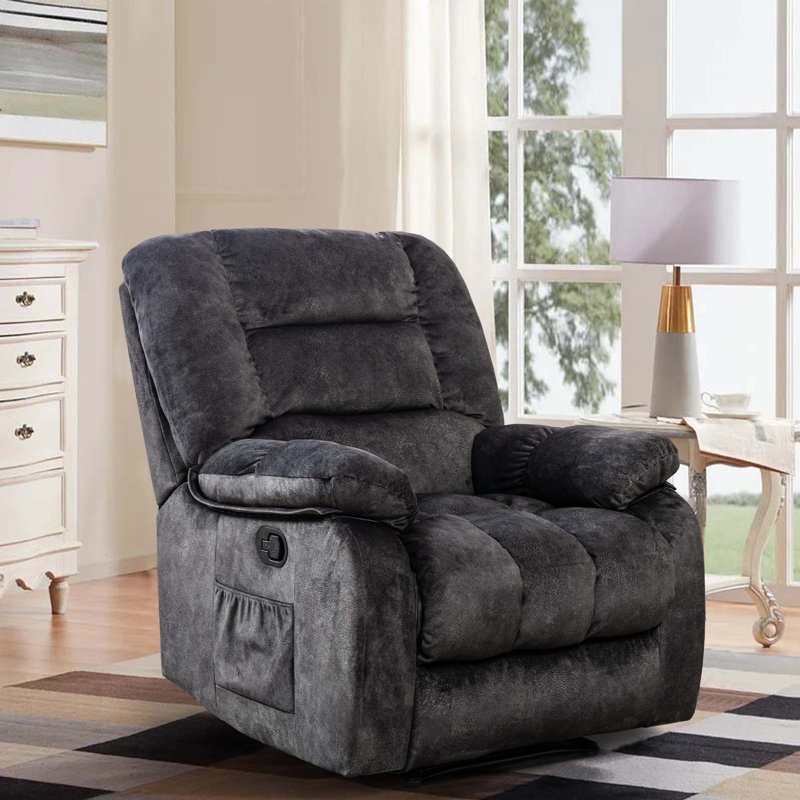 Lyquinn 35.8" Wide Contemporary Manual Reclining Massage Chair with Heating Function, Gray Velvet