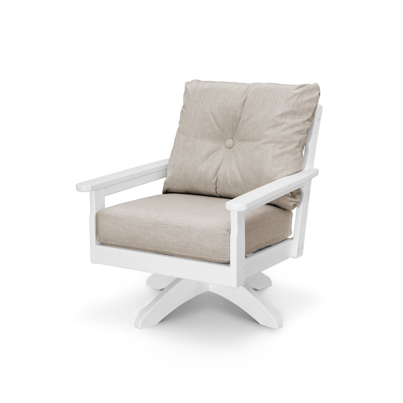 Chaise pivotante à assise profonde Lakeside Vineyard, Blanc, Marine
