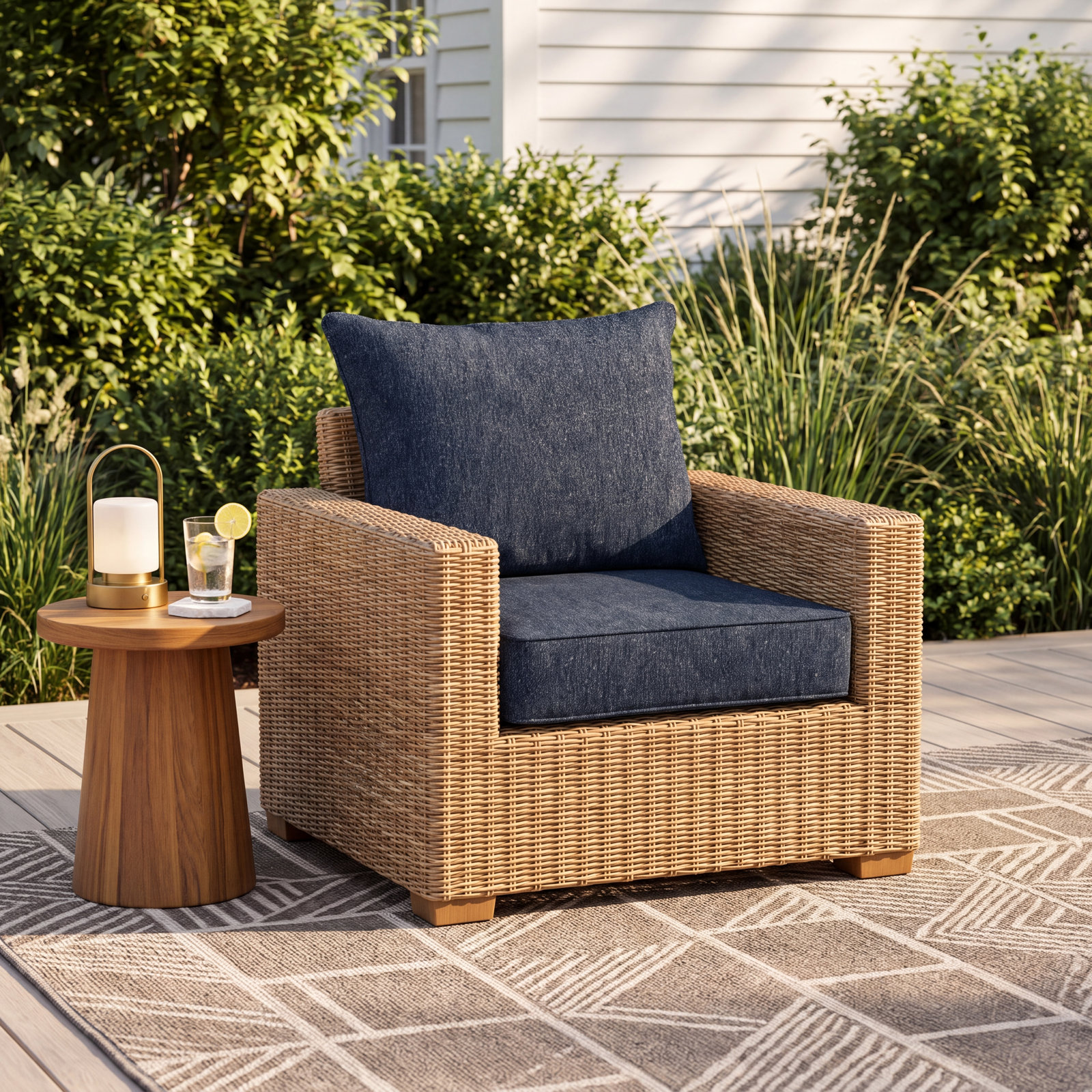 25" Sunbrella® Seat and Back Cushion, Improve Indigo Sunbrella®