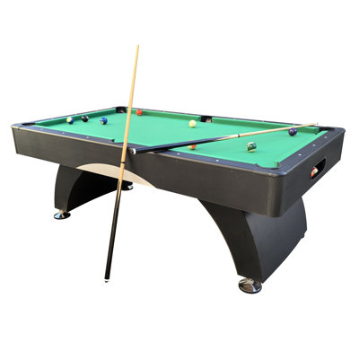 7 Ft Pool Table With Black Thin Finish - Billiards Game Room Table For Adults & Family,  Home, Dining, Or Living Room,Includes Cue Sticks, Billiard Balls