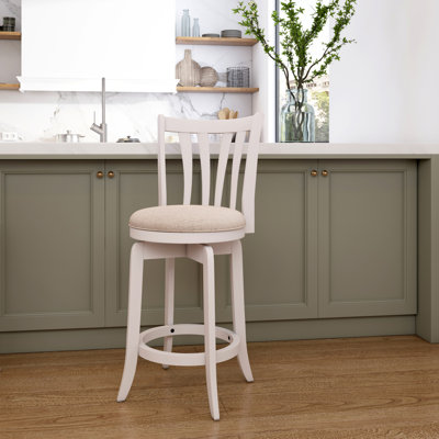 Tabouret de bar pivotant rembourré Asharn, blanc