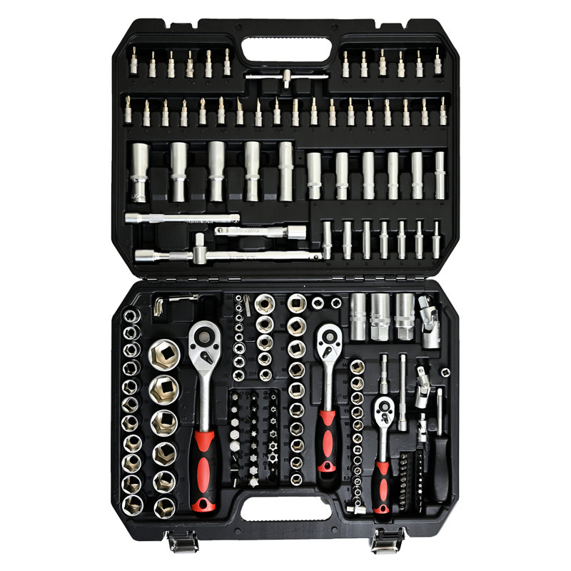 Boîte à outils à douille et clé à cliquet en acier au carbone noir, outils 171 pièces pour la réparation automobile à domicile, avec verrou, utilisation universelle pratique, réparation