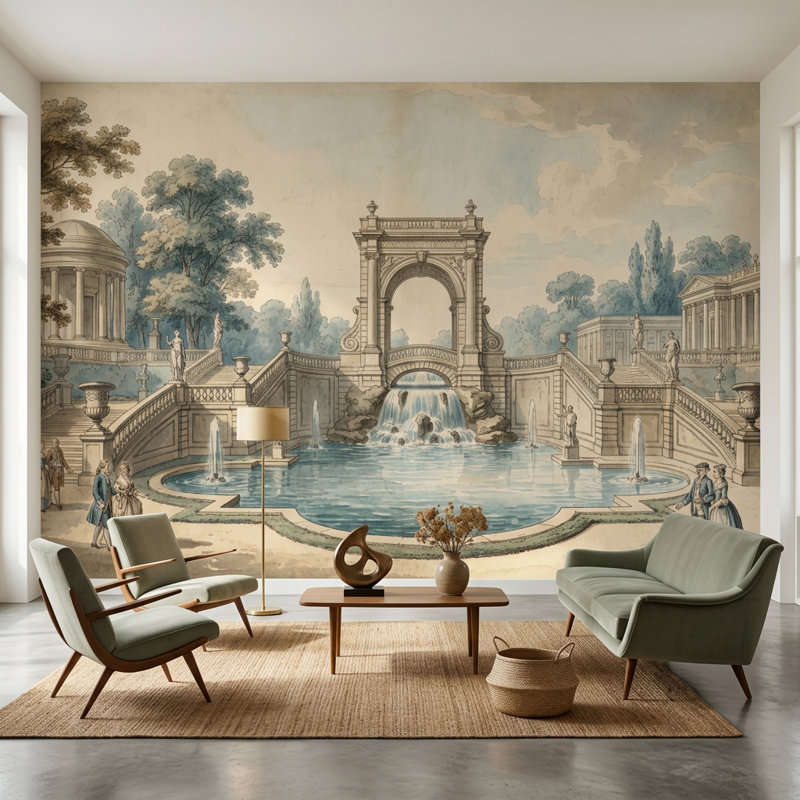 Décoration murale amovible de style néo-classique classique, 120 po x 96 po, Peler et coller