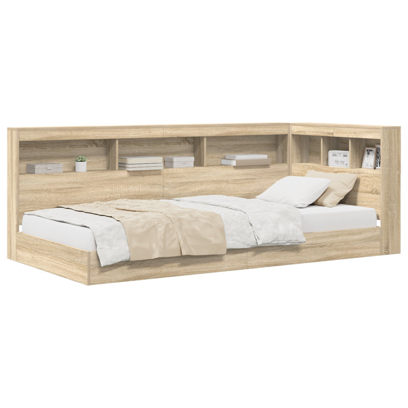 Bookcase Bed Engineered Wood, Sonoma Oak, Small Single (2'6)