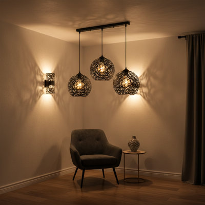 Lustre à 3 lumières pour îlot de cuisine Joshim