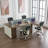 Okeysen 4 Person Benching Workstation, Modular Attachable Office Desks with Power Module & Cable Management