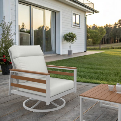 Chaise berçante d'extérieur en métal avec coussin Sunbrella Townsend