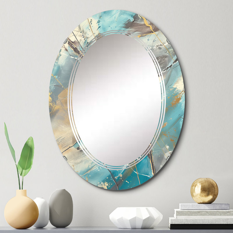 Turquoise Rock Face - Traditional Accent Mirror, 20" W x 30" H