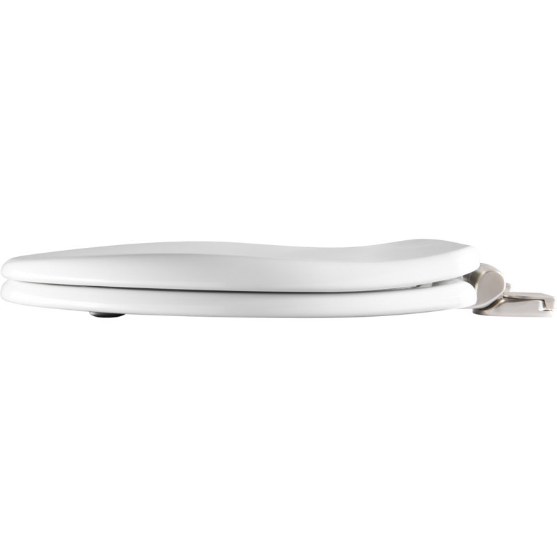 Siège de toilette rond en bois Alesio, Blanc, Nickel brossé