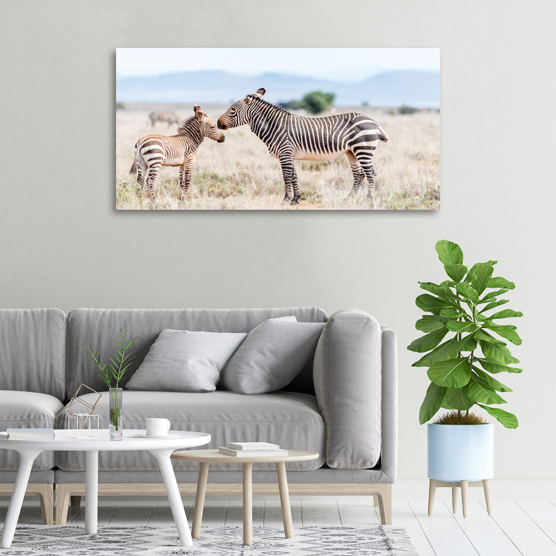 Zebras In The Mountains - No Frame Print on Glass, Canvas, 50cm H x 100cm W x 2cm D