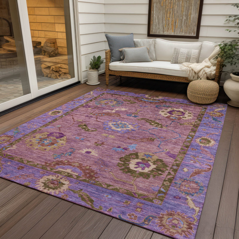 Tapis intérieur / extérieur lavable à la machine Bernadette ACN2230 Global, Rectangle 10 pi x 14 pi