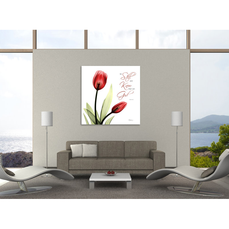 "Be Still Tulip C64", toile tendue par Albert Koetsier, H 24 po x l 24 po x P 1,5 po