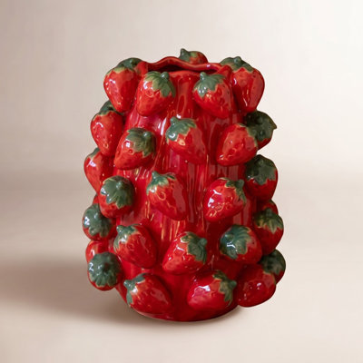 CERAMIC STRAWBERRIES VASE