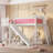Full Loft Bed with Storage Shelves and Wardrobe, Solid Wood Loft Beds with Detachable Slide and Ladders, No Spring Box Needed, Pink and White-2023270916-2023270919