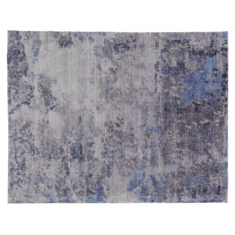 Reflections Abstract Area Rug in Silver, Rectangle 9' x 12'